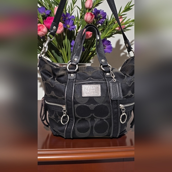 Coach Handbags - Coach 2009 Poppy Black and Silver Jacquard